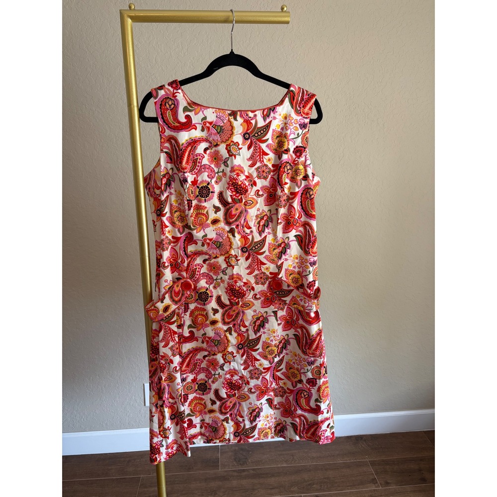 Sara‎ Campbell Paisley Floral Shift Dress Sleeveless Size 16 Designer Maxamalist